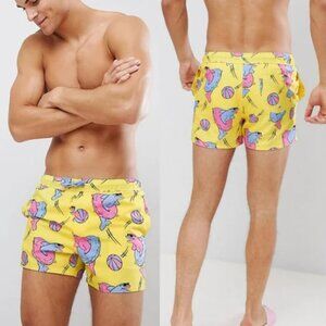 ASOS Men's NWOT Dolphin Print Short Length Swim‎ Trunks Size Medium Swimsuit